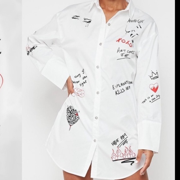 SHEIN Tops - Shein,Graffiti Cool Art-2-Wear, Shirt! Button-Up Shirt Dress,Cover-Up, Size 4X
